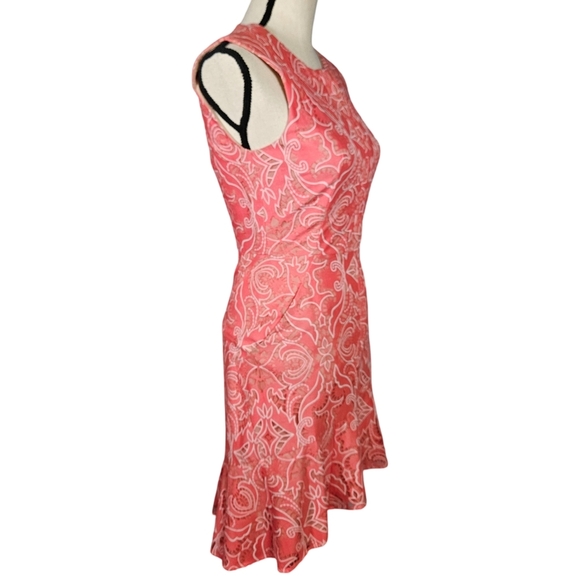 BCBG MaxAzria "Chrystal" Flounce Hem Lace Dress, Pink Coral, Size 0, NWOT - Picture 14 of 16